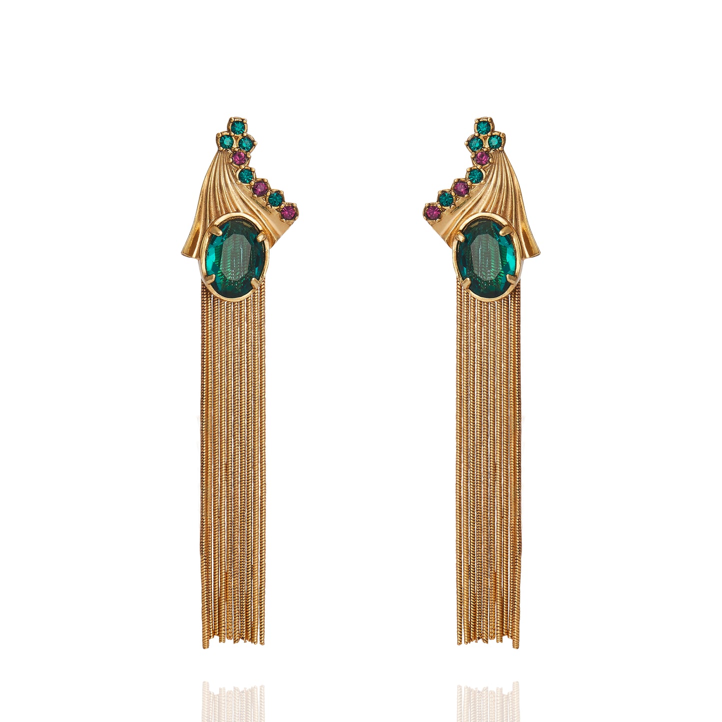 Milano Fringe Earring - Emerald