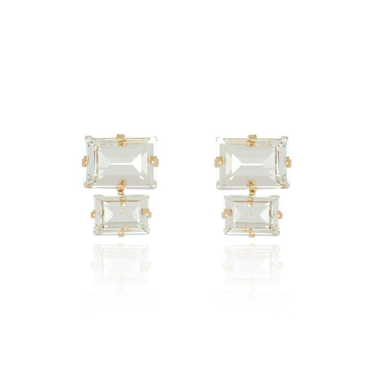 Valentina Dual Stud Crystal Gold