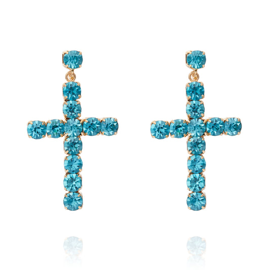 Dazzling Cross Earring Blue