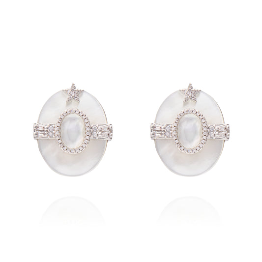 Rhea Earring White Mop - Silver