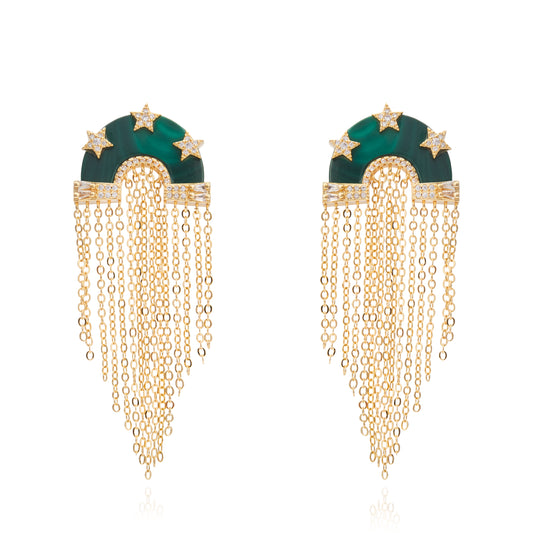 Miranda Fringe Earring Malachite