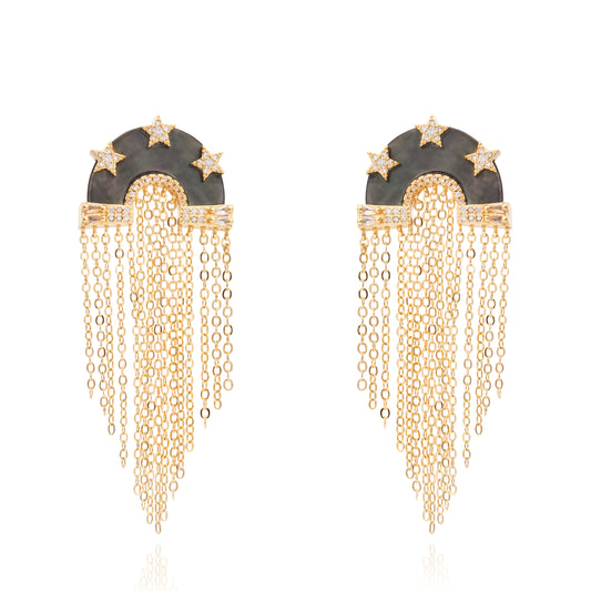 Miranda Fringe Earring Black Mop