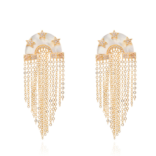 Miranda Fringe Earring White Mop