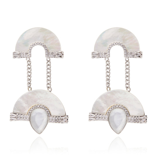 Portia Earring White Mop - Silver