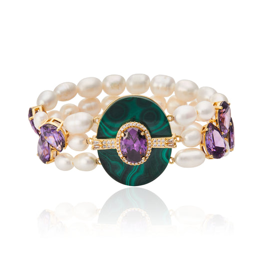 Rosa Pearl Bracelet Malachite