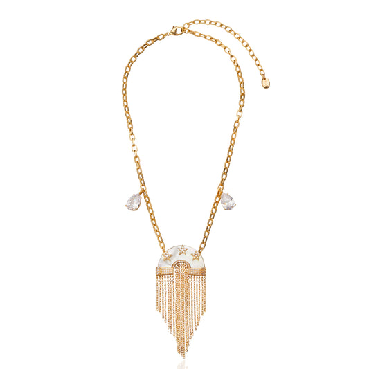 Miranda Fringe Necklace White Mop