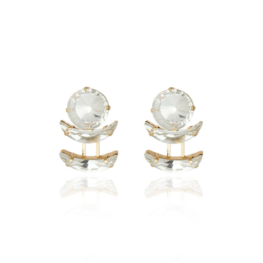 Helene Moon Drop Earring Crystal Gold