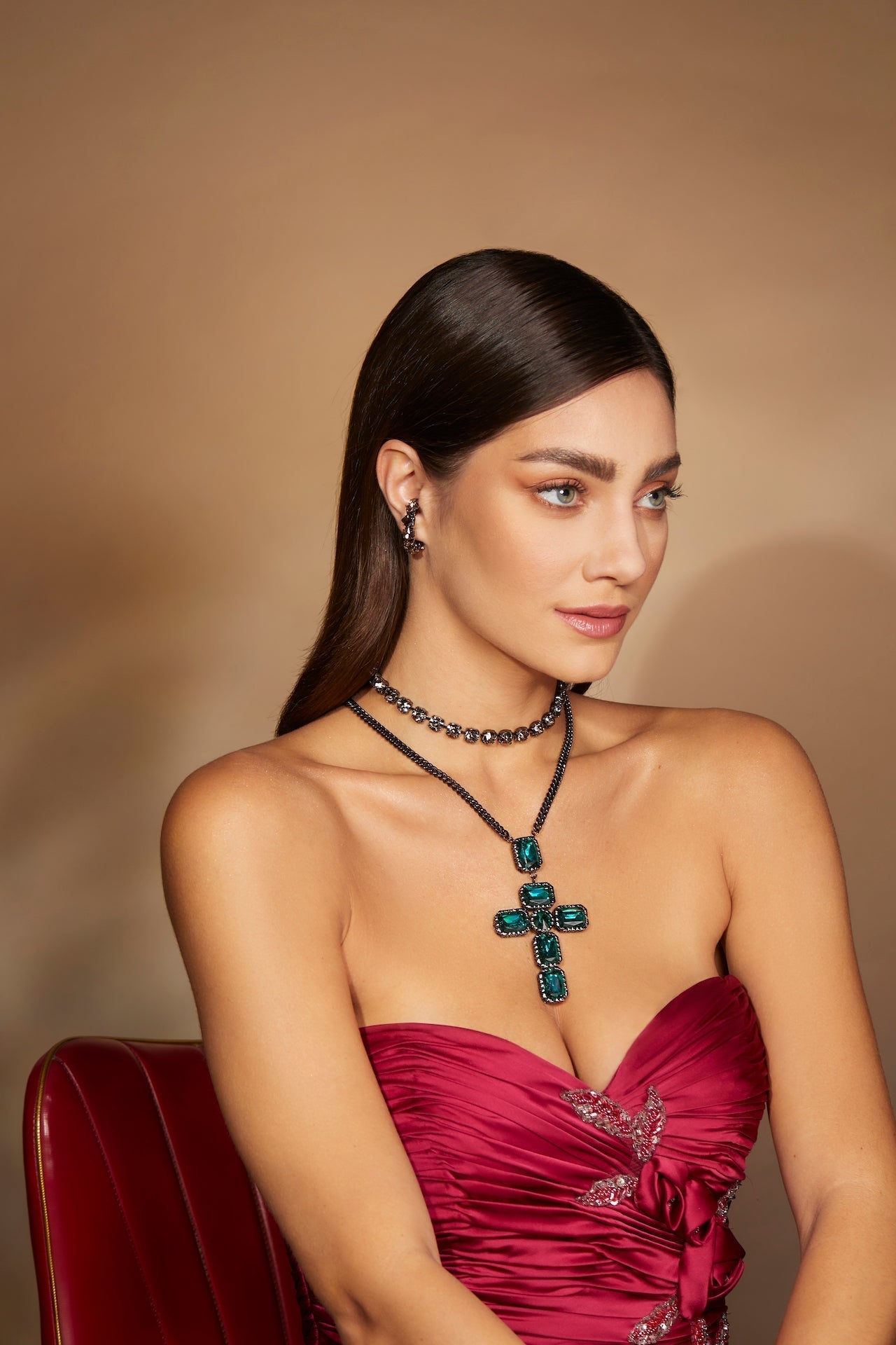 Divine Cross Necklace Ruby