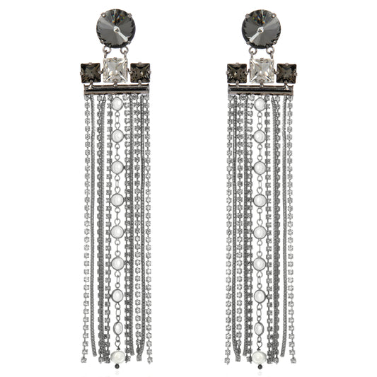 Girandole Earring Black Diamond Silver