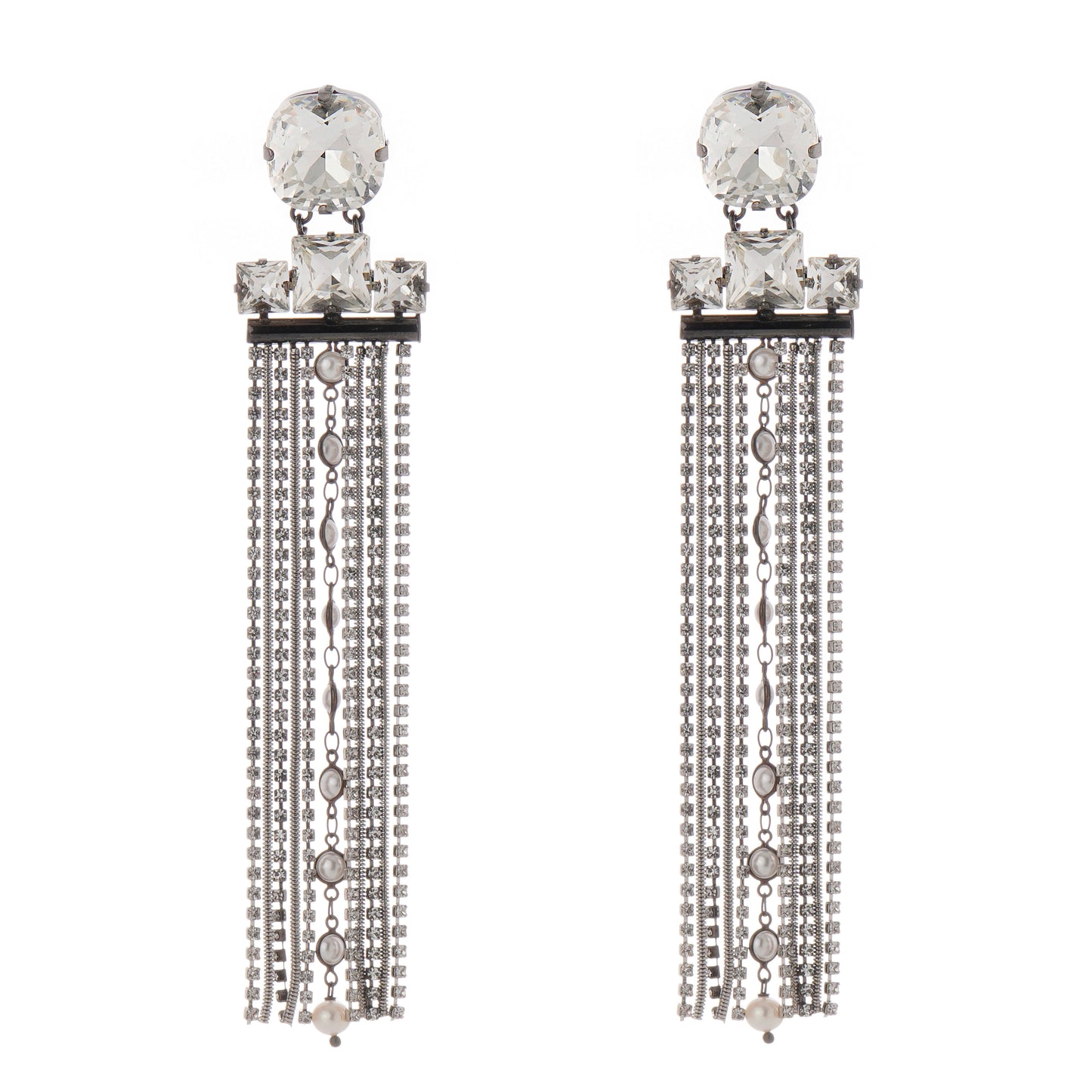 Girandole Earring Black Diamond Silver