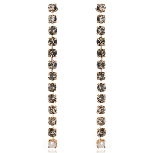 Dazzling Drop Earring Black Diamond Gold