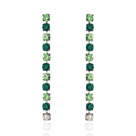 Dazzling Drop Earring Emerald Silver