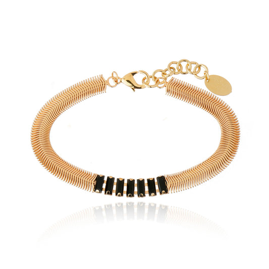 Elizabeth Crystal Bracelet - Black Gold