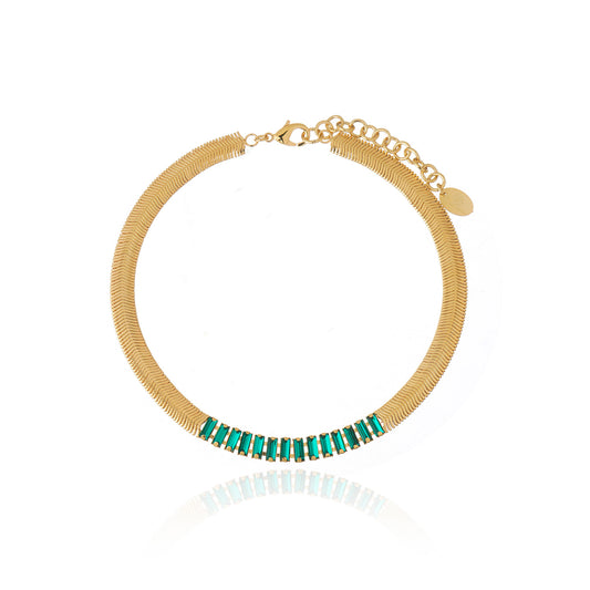 Elizabeth Crystal Choker - Emerald Gold