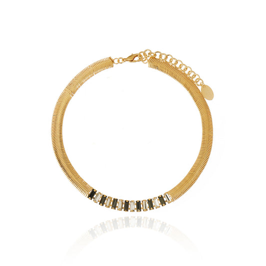 Elizabeth Crystal Choker - Crystal Black Diamond Gold