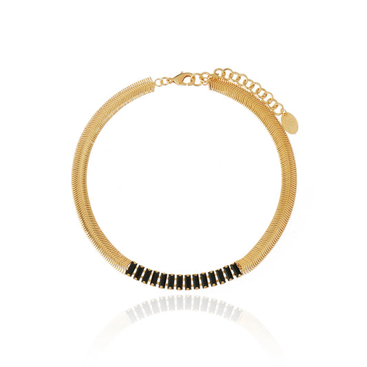 Elizabeth Crystal Choker  - Black Gold