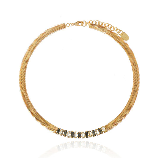 Elizabeth Necklace - Crystal Black Diamond Gold