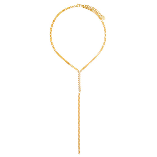 Amelia Crystal Lariat - Moonstone Gold