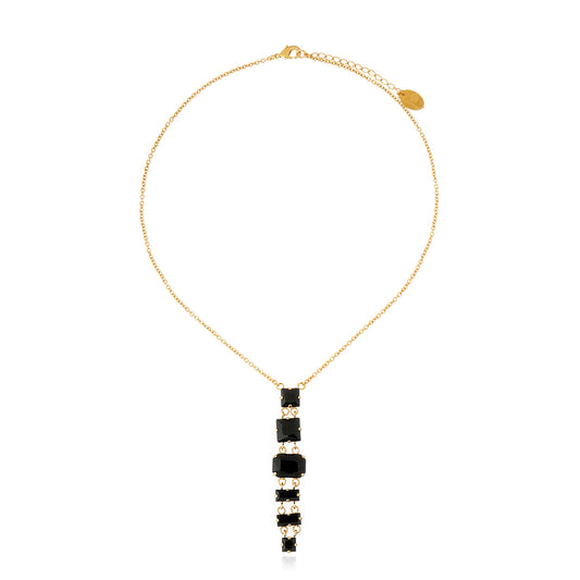 Ariana Drop Necklace - Black Gold