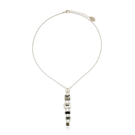 Ariana Drop Necklace - Crystal Black Diamond Silver