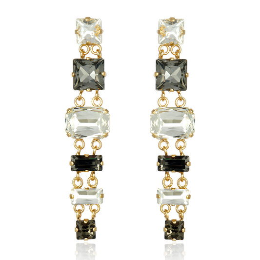 Ariana Drop Earrings - Crystal Black Diamond Gold