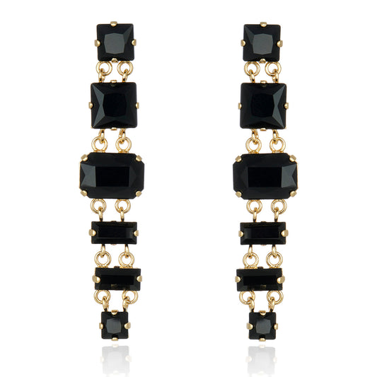 Ariana Drop Earrings - Black Gold