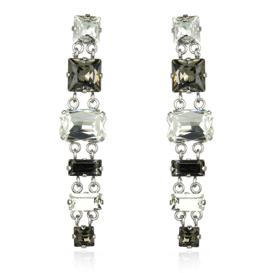 Ariana Drop Earrings - Crystal Black Diamond Silver