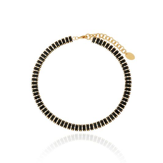 Erica Crystal Necklace - Black Gold