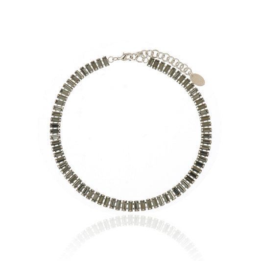 Erica Crystal Necklace - Black Diamond Silver