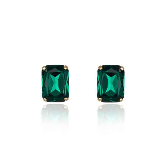 Valentina Crystal Stud - Emerald Gold