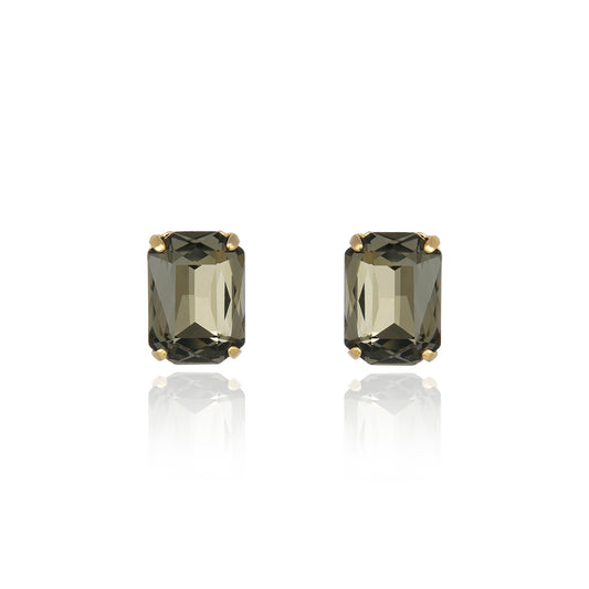 Valentina Crystal Stud - Black Diamond Gold