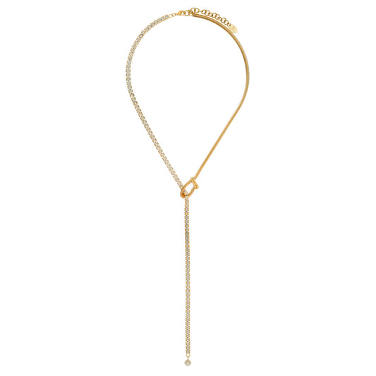 Valentina Crystal Lariat - Moonstone Gold