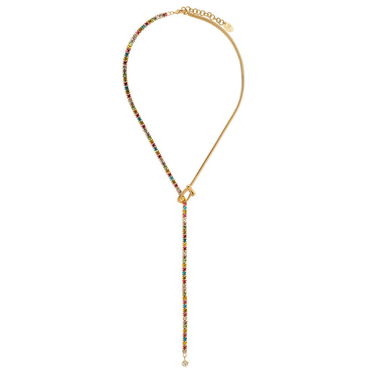 Valentina Crystal Lariat - Multi Gold