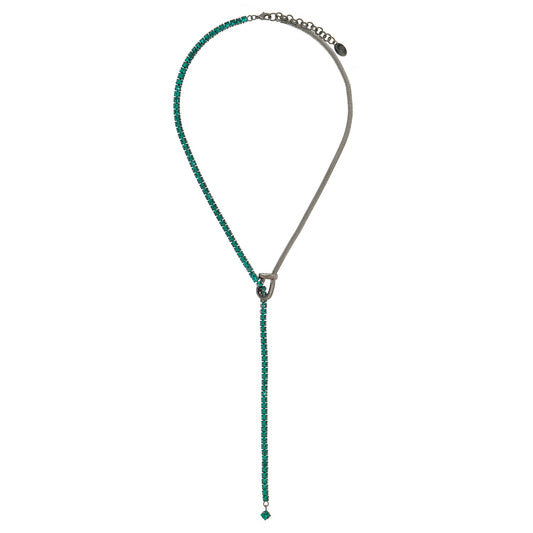 Valentina Crystal Lariat - Emerald Graphite