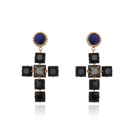 Divine Cross Earring Black