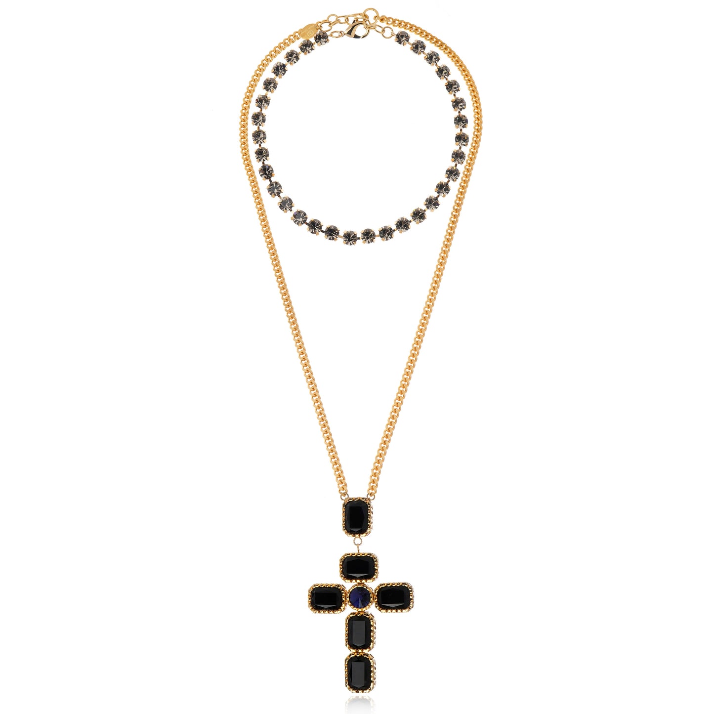 Divine Cross Necklace Black