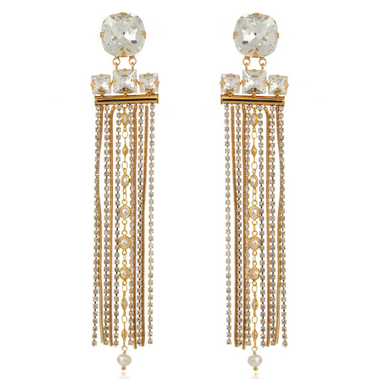 Girandole Earring Crystal Gold