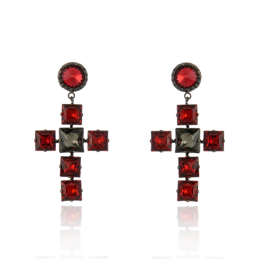 Divine Cross Earring Ruby