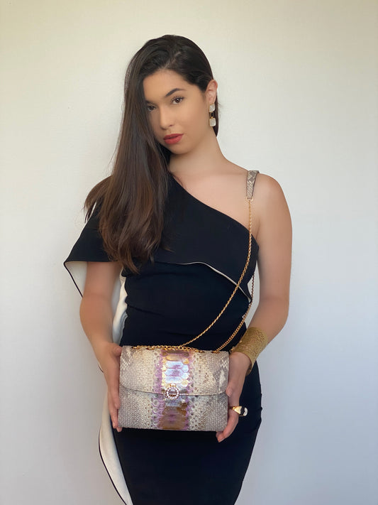 Sienna Crossbody - NaturalGold/Purple