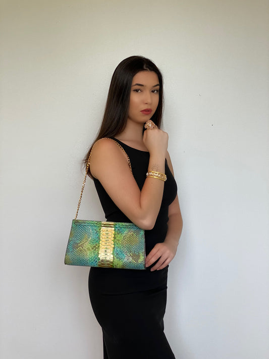 Emilia Clutch - LimeGreen/Gold