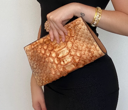 Emilia Clutch - Orange/Beige