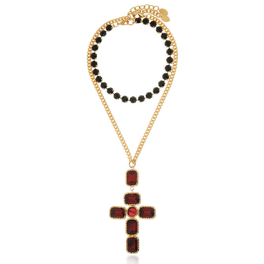 Divine Cross Necklace Ruby