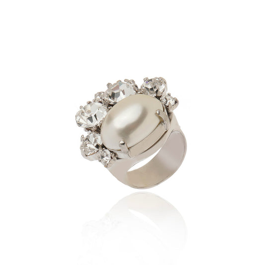 Gilded Pearl Ring Silver