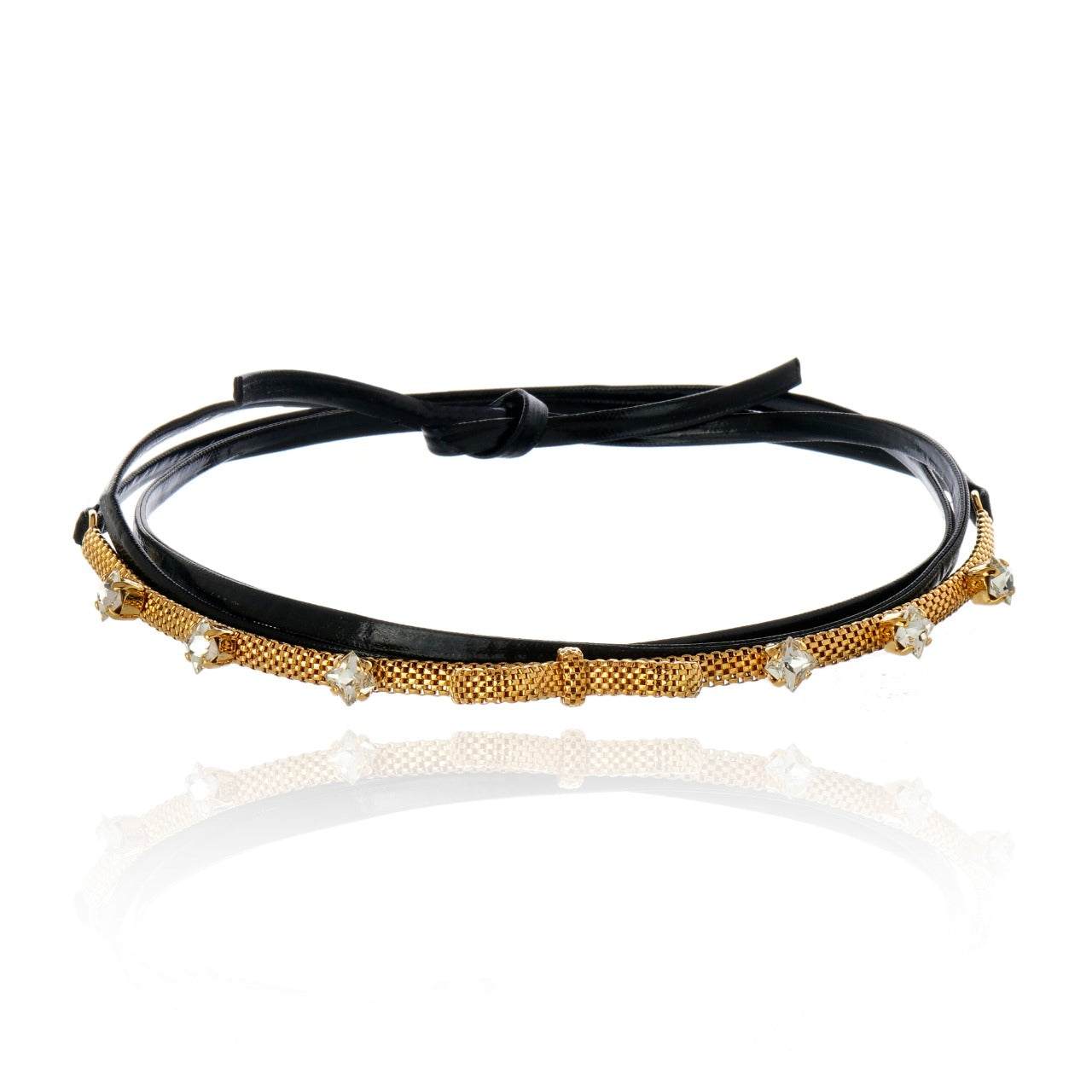 Grace Leather Choker Gold